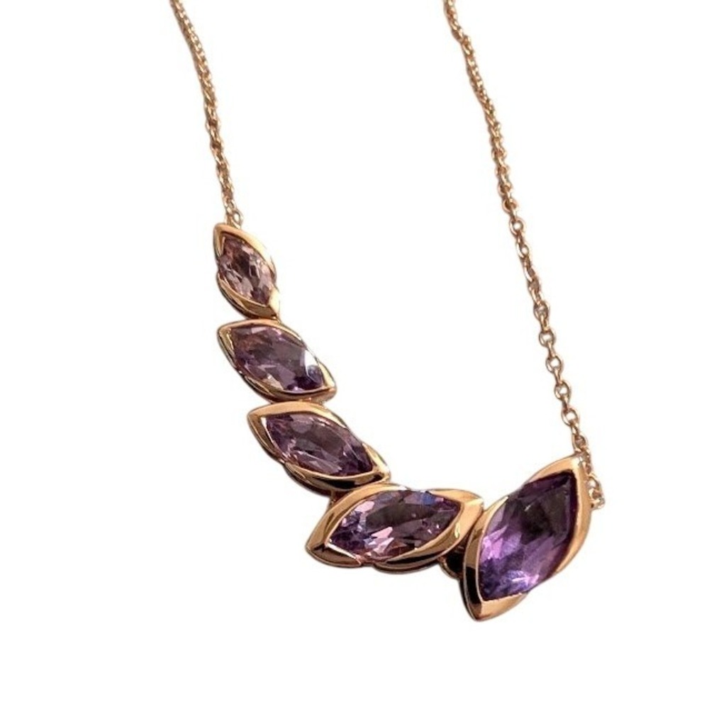 Affinity Gems QVC 2.50 CTW Amethyst Marquise Necklace 14K Rose Gold 925 J451052